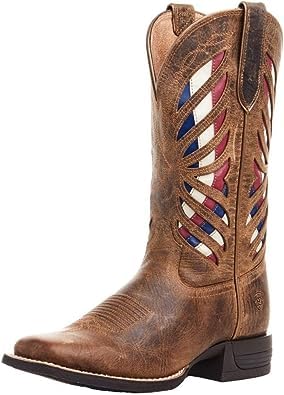 ARIAT Women's Longview Western Boot - Buttered Rum/Metallic Sea, 11 Narrow