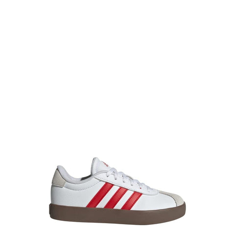 adidas Vl Court 3.0 Shoes (Big Kid) Sneaker, White/Better Scarlet/Grey, 4 US Unisex