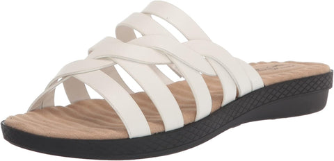 Easy Street Women's Sheri Wedge Sandal, White, 6.5 Wide