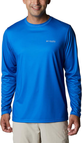 Columbia Men's Standard Terminal Tackle PFG Fish LS, Vivid Blue/TX Flag, Large