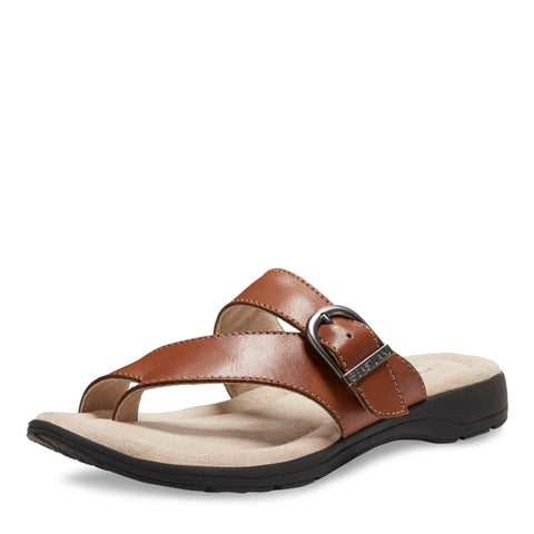 Eastland womens Tahiti Thong flip flop sandals, Tan, 8 Wide US