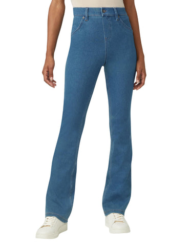 HUE Women's Ultra Soft High Waist Denim Baby Bootcut Leggings, Medium Wash