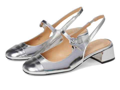 Marc Fisher LTD Women's Martie Pump, Silver Leather, 7.5