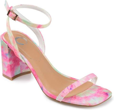 Journee Collection Womens Chasity Open Toe Mid Block Heel Pumps Pink 7 Medium Womens US