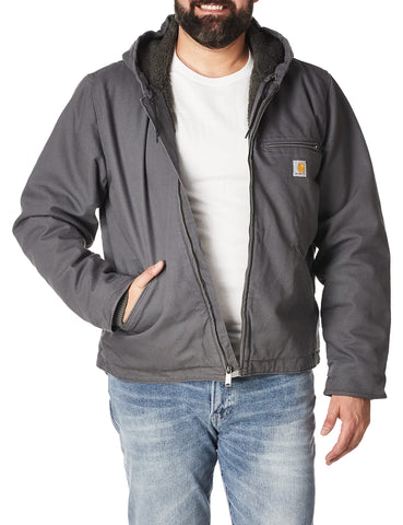 Carhartt mens Relaxed Fit Washed Duck Sherpa-lined Jacket (Big & Tall) Work Utility Outerwear, Gravel, 3X-Large Tall US